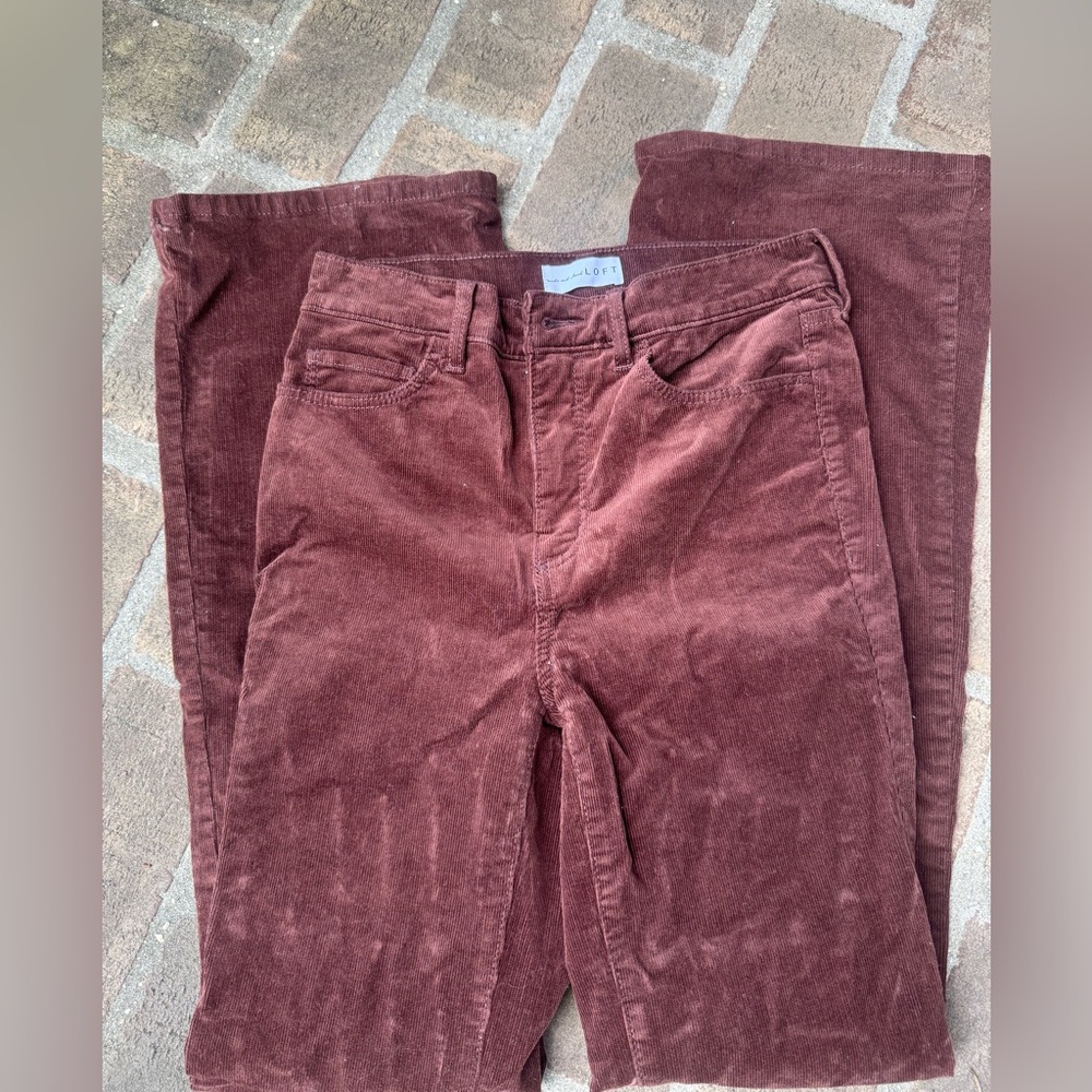 LOFT Women's Straight Leg Corduroy Jeans in Deep Burgundy